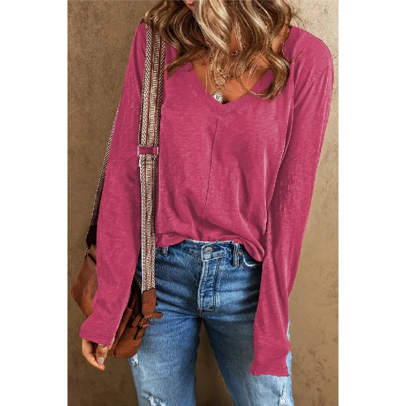 VNeckTopGladiatorKinsely V Neck Center Seam Long Sleeve Tee