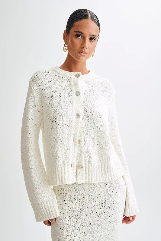 Draped cardiganMoira Oversized Boucle Cardigan - White