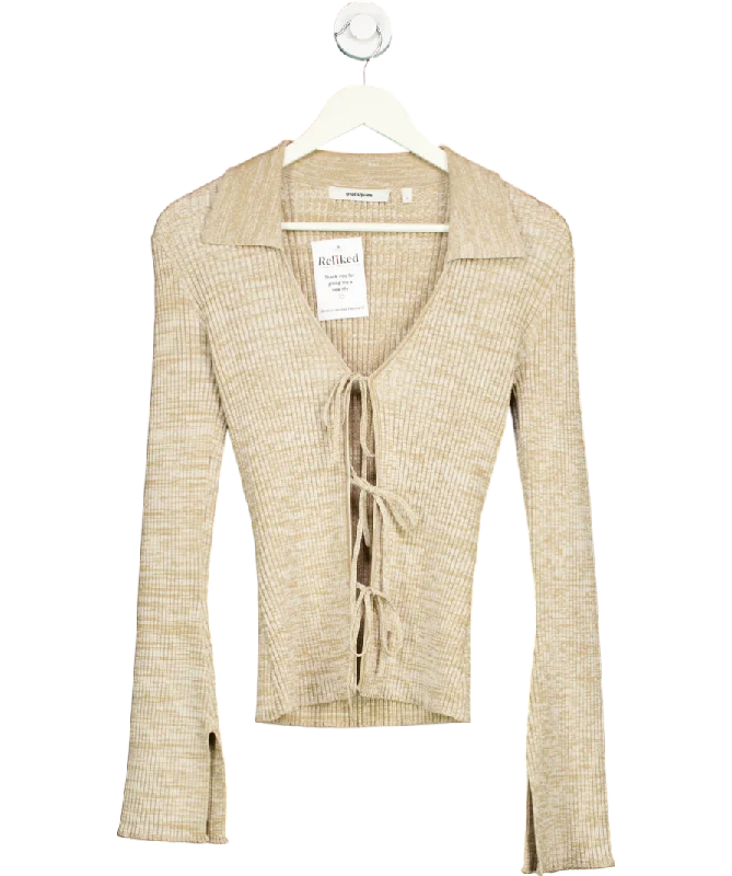 Floral cardiganOval Square Beige Tanner Knit Tie Cardigan UK S