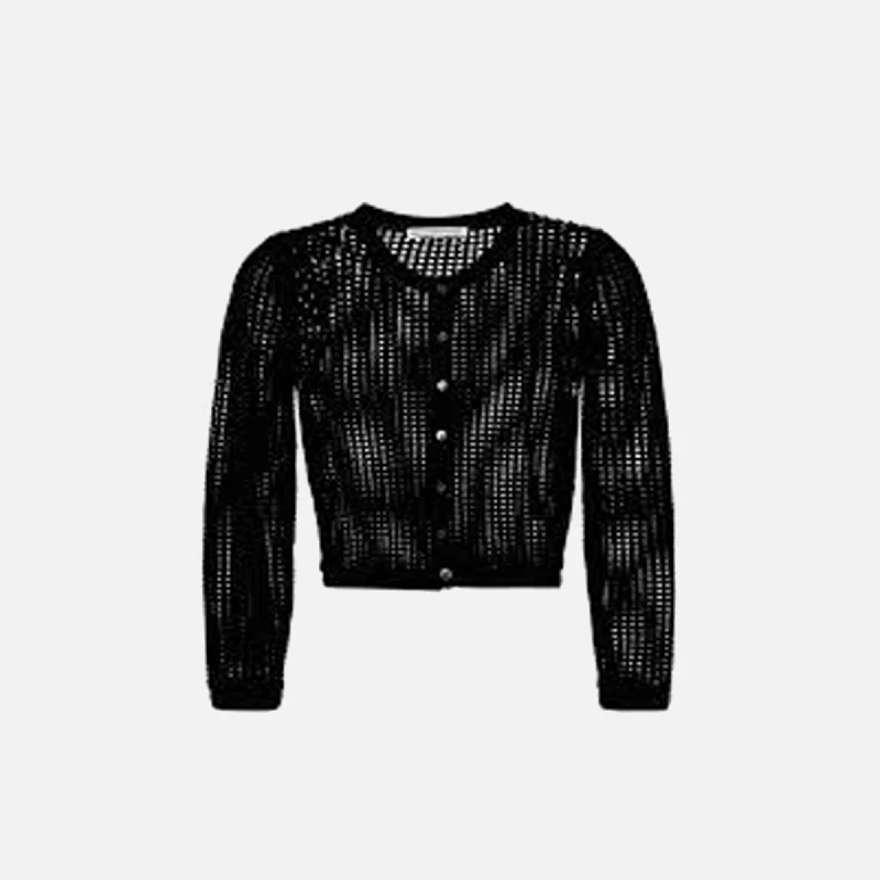 Sleep cardiganT by Alexander Wang Knit Cropped Crewneck Cardigan - Black