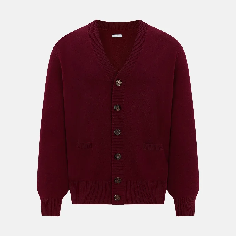 Open-front cardiganBurgundy Cashmere Cardigan