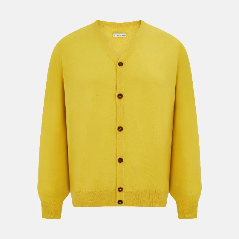 Handmade cardiganCanary Yellow Fine Merino V-Neck Cardigan