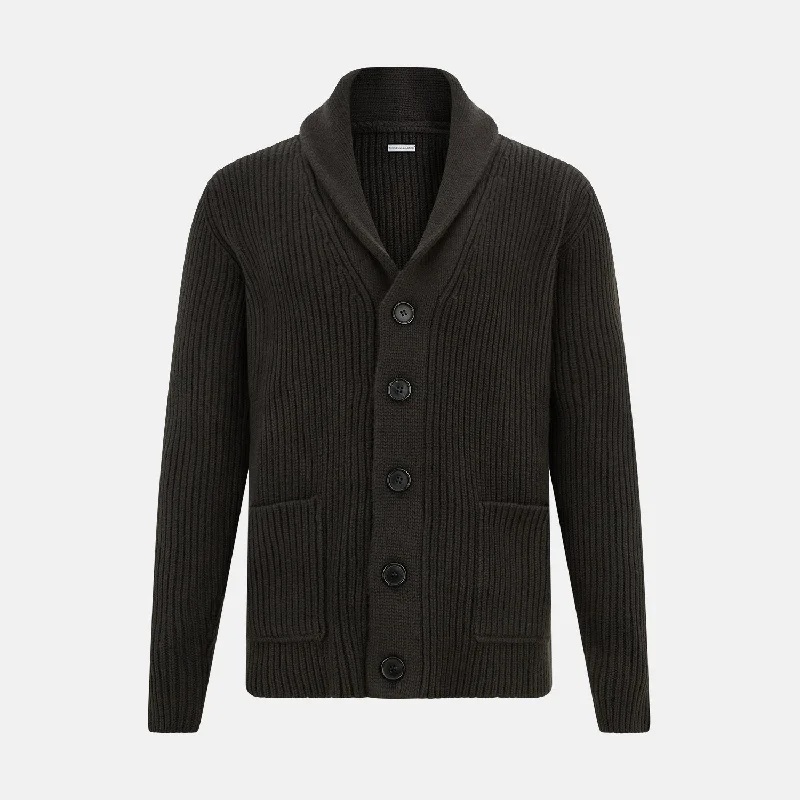 Minimalist cardiganDark Brown Cashmere Shawl Collar Cardigan