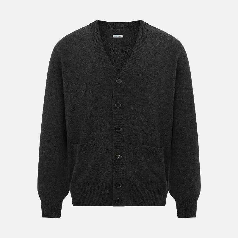 Dark Grey Melange Cashmere Cardigan