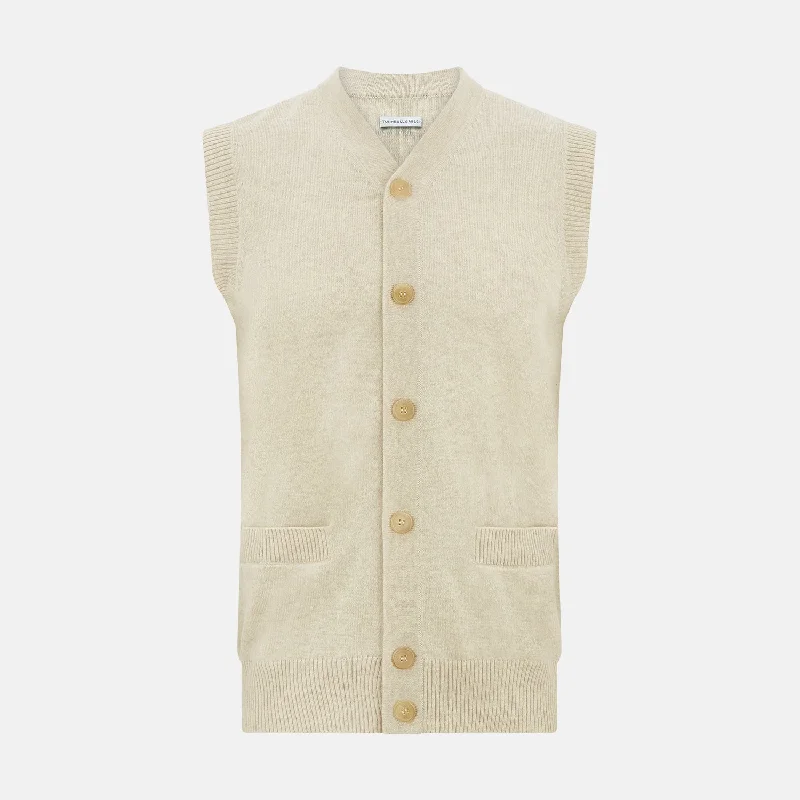 Retro cardiganIvory Cashmere Sleeveless Cardigan