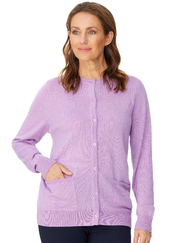 Ribbed cardiganLEVENDALE CLASSIC CARDIGAN WITH POCKETS - LILAC