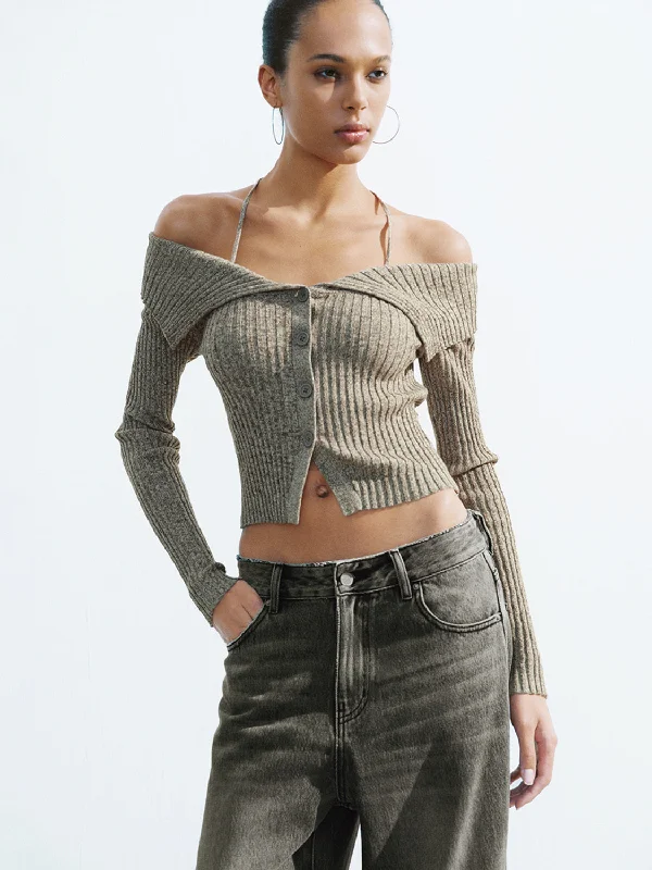 One Shoulder Knitted Cardigans