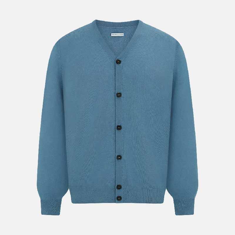 Baby cardiganPale Blue Fine Merino V-Neck Cardigan