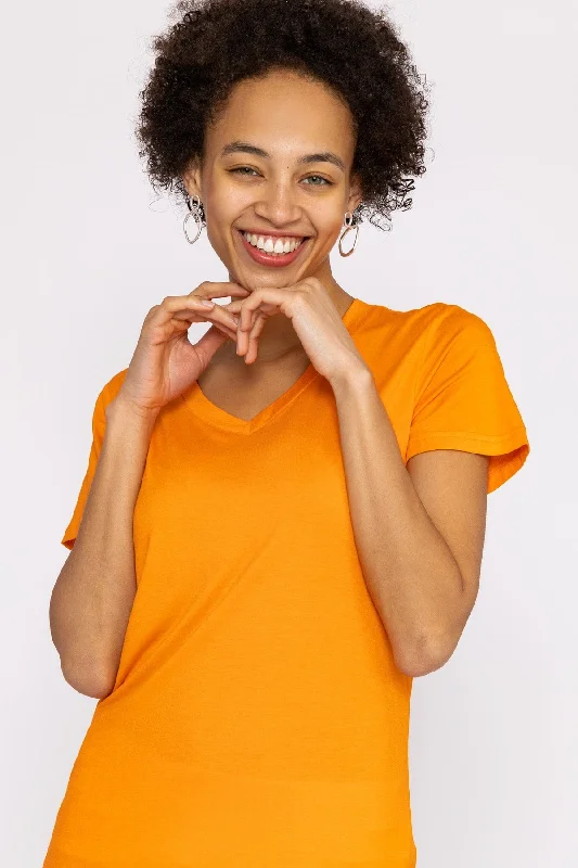 VNeckTopDiamondV Neck Tee in Orange