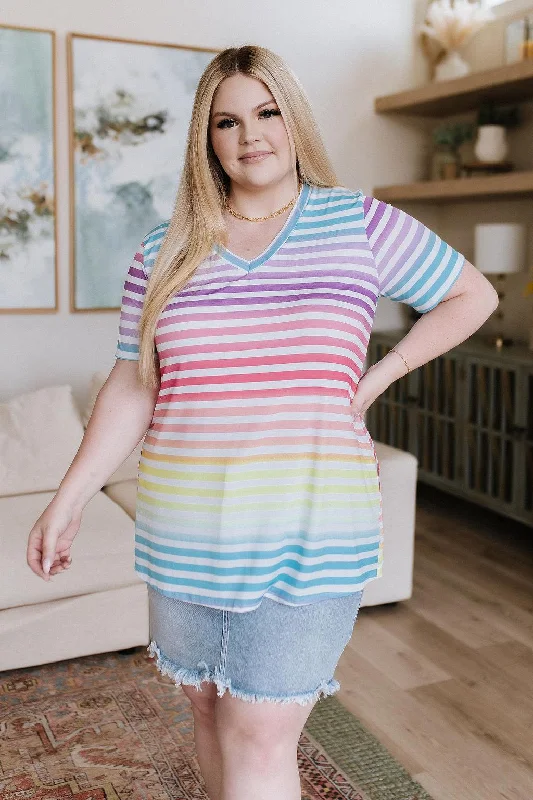 VNeckTopHazel Blues® |  Looking for Rainbows V-Neck Striped Top