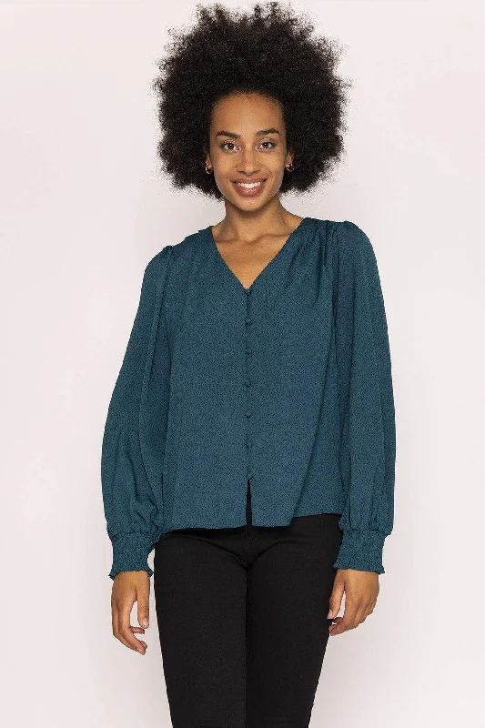 VNeckTopNinjaPolka Dot Print V Neck Top in Teal