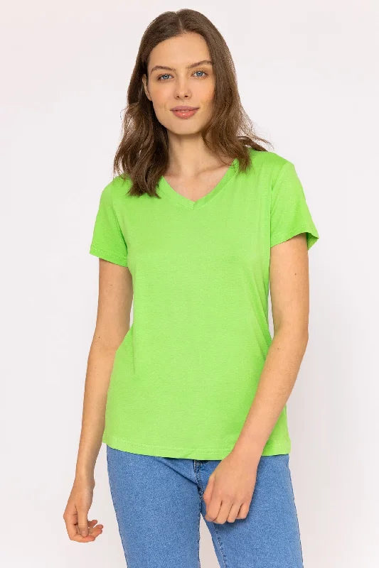 VNeckTopSteelV Neck Tee in Green