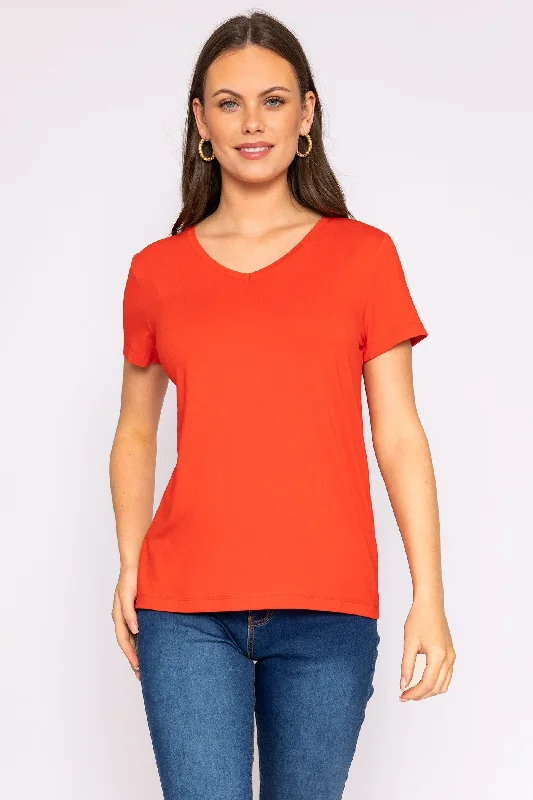 VNeckTopHydraV Neck Tee in Red