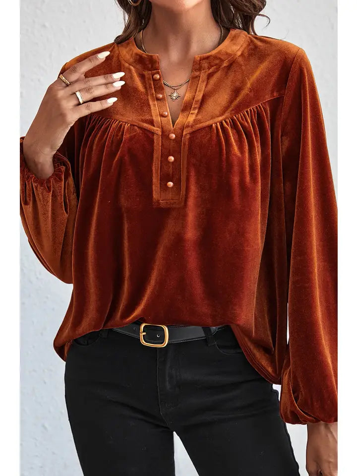 VNeckTopXVelvet V Neck Top