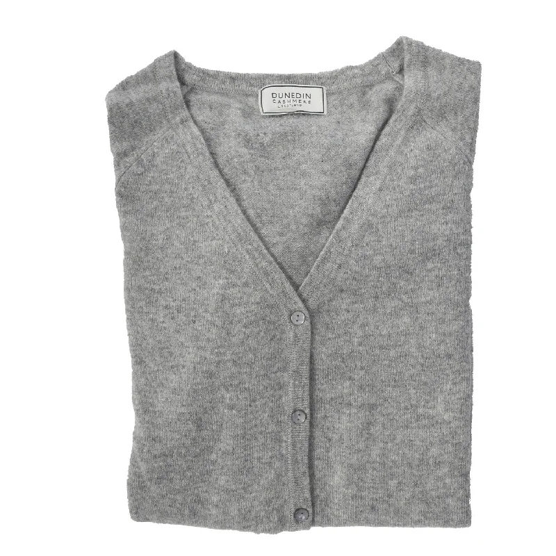 Crewneck cardigan100% Cashmere Ladies V Neck Cardigan Grey Mid