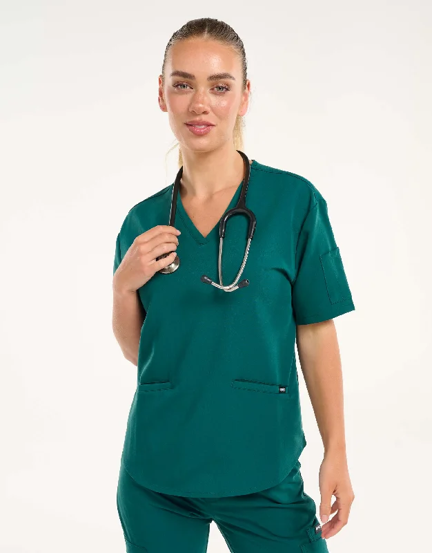 VNeckTopSapphireAspire V Neck Scrub Top - Harbour Green