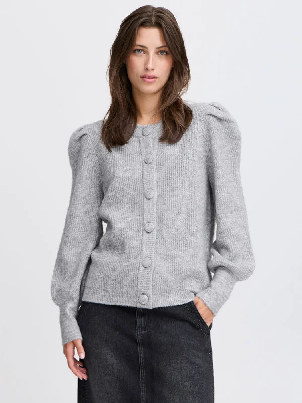 Tech cardiganB Young ByOmuna Cardigan Mid Grey Melange