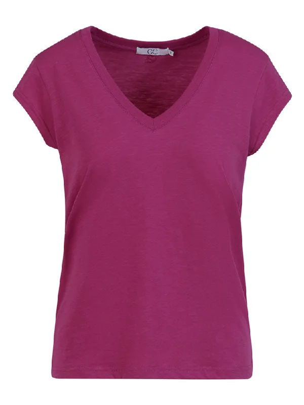 VNeckTopUnicornCC Heart Basic V-Neck T-Shirt Berry