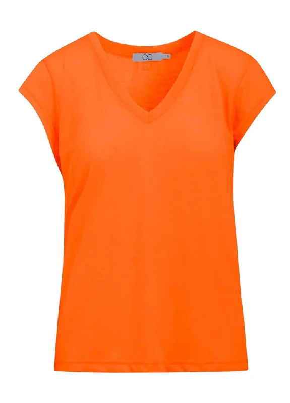 VNeckTopRiseCC Heart V-Neck T-Shirt Orange