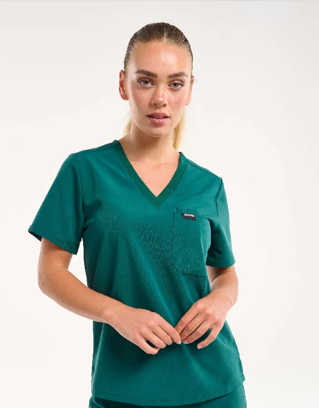 VNeckTopPlatinumEssential One Pocket V Neck Scrub Top - Harbour Green