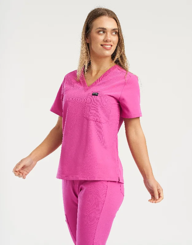 VNeckTopTitanEssential One Pocket V Neck Scrub Top - Just Pink