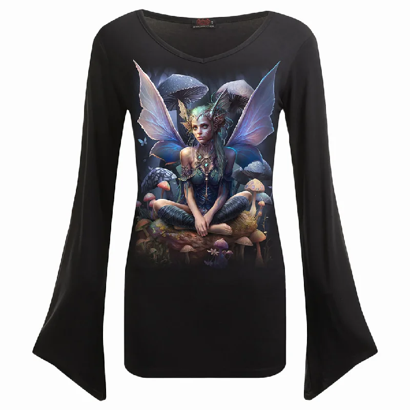 VNeckTopCoreMagical - V Neck Goth Sleeve Top Black