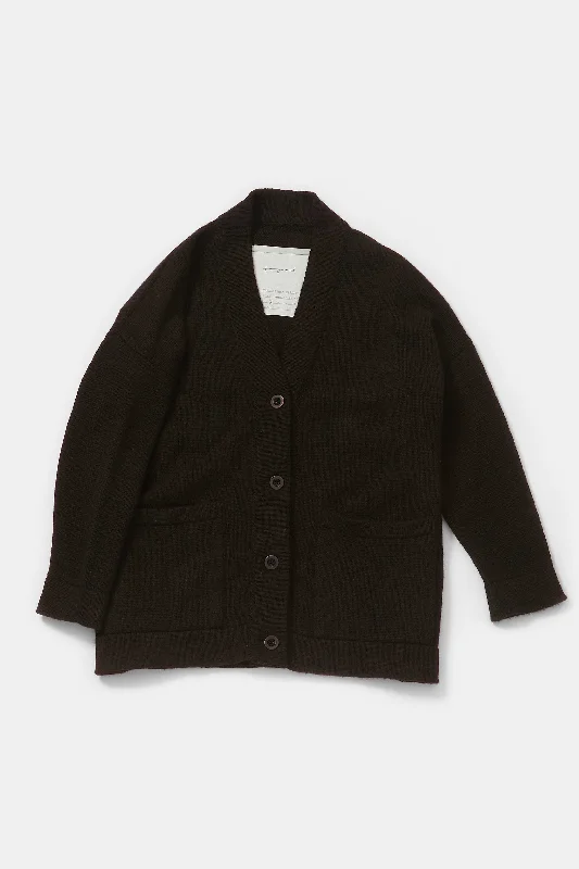 Dark cardiganTHE FORAGER CARDIGAN / LAMBSWOOL UMBER