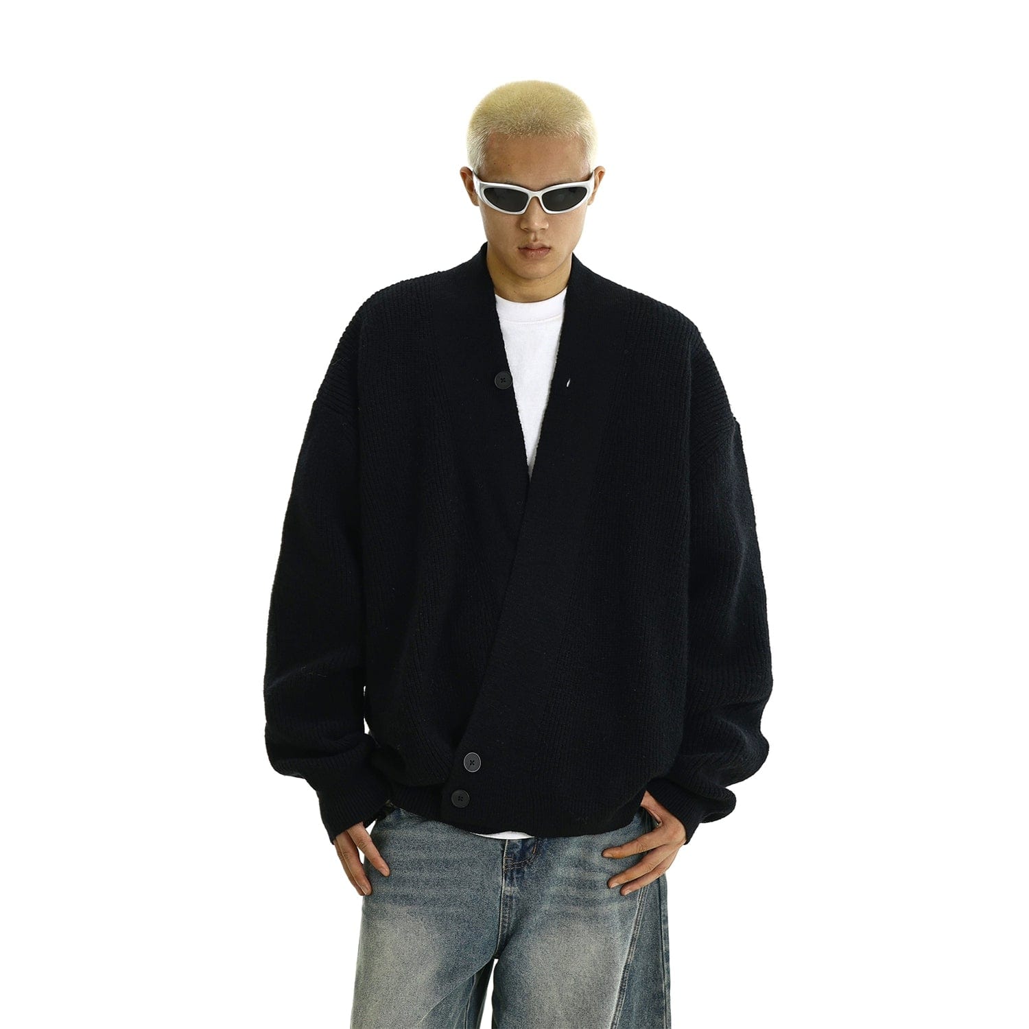 Turtleneck cardiganRT No. 11951 KNIT BLACK CARDIGAN SWEATER