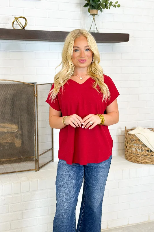 VNeckTopUltraRuby V-Neck Top