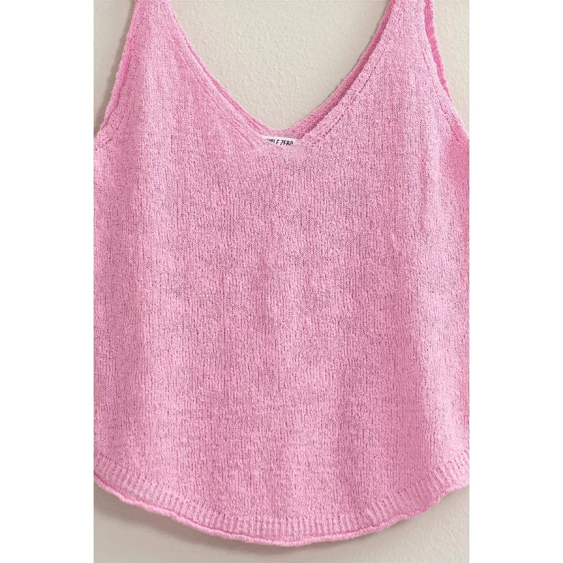 VNeckTopSolarV NECK SLEEVELESS TOP PINK