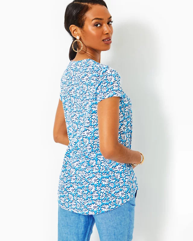 VNeckTopBlazeLilly Pulitzer Women's Etta V-Neck Cotton Top -  Lunar Blue Palm Beach Petals