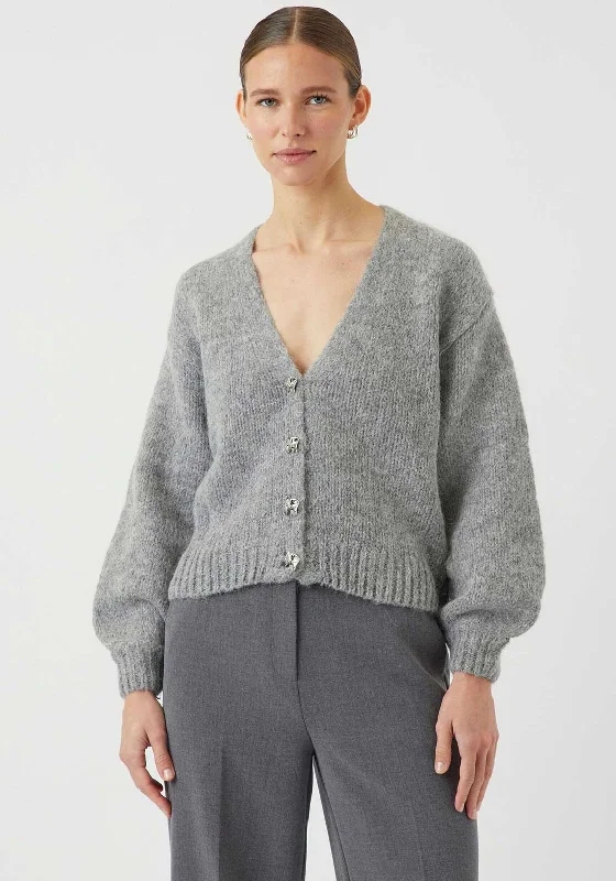 Crochet cardiganY.A.S Vigga Alpaca Wool V Neck Cardigan, Grey