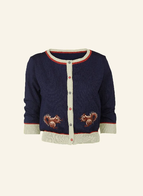 Bridal cardiganVera - Navy Embroidered Squirrel Cardigan