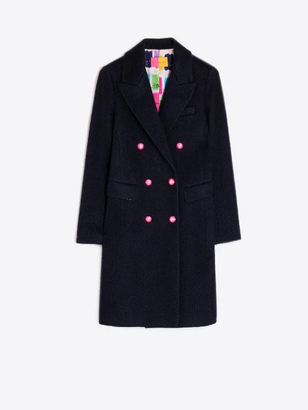 Ball GownVilagallo Navy Double Breasted Dress Coat