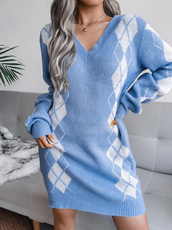 Wrap DressWomen's V Neck Knit Wool Sweater Dress for Fall/Winter! - Without Belt